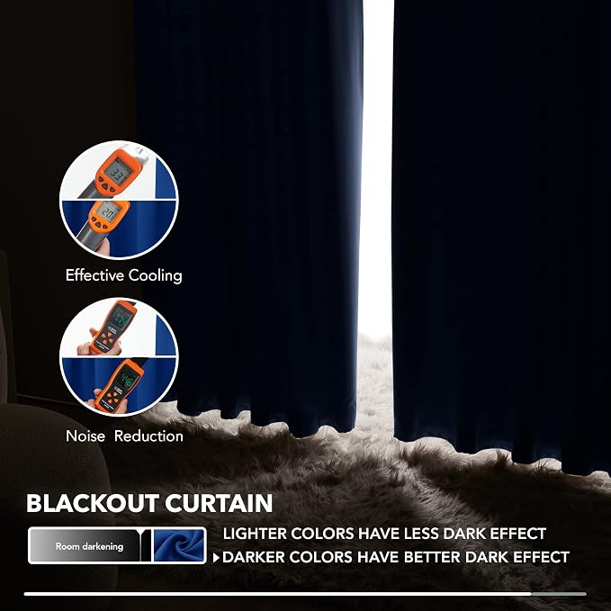 Deconovo Solid Rod Pocket Curtains Room Darkening Curtains Blackout Thermal - Image 5