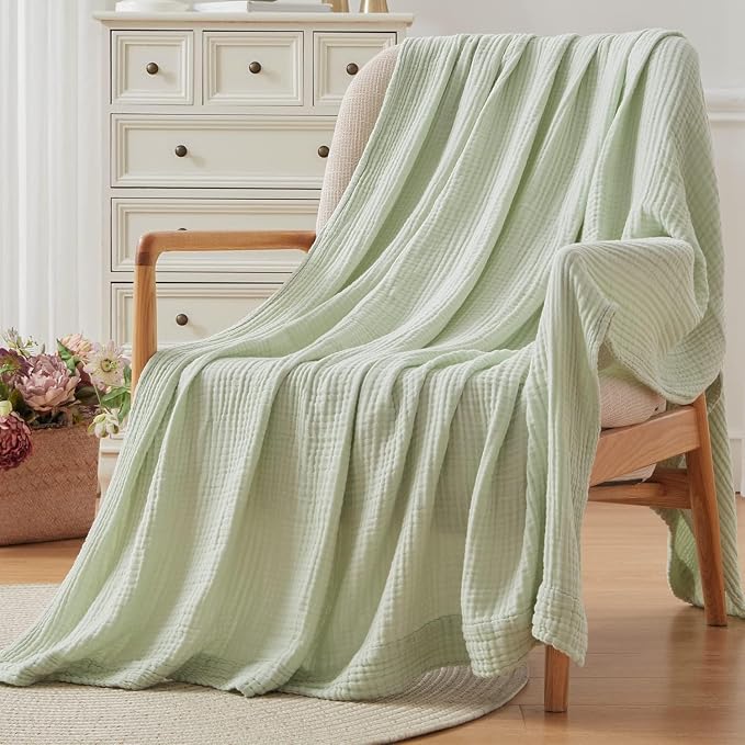 EMME Cotton Throw Blanket 100% Muslin Soft Blanket - Image 6