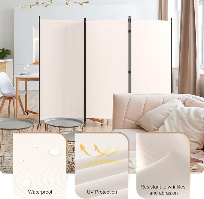3 Panel Room Divider 6 Ft Folding Screen Room Dividers - Image 3