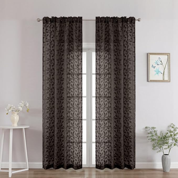 Chyhomenyc Chocolate Sheer Curtains 90 Inch Length 2 Panels Set, Light by Chyhomenyc