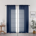 OWENIE Navy Blue Sheer Curtains 72 Inches Long 2 Panels, Transparent Voile by OWENIE