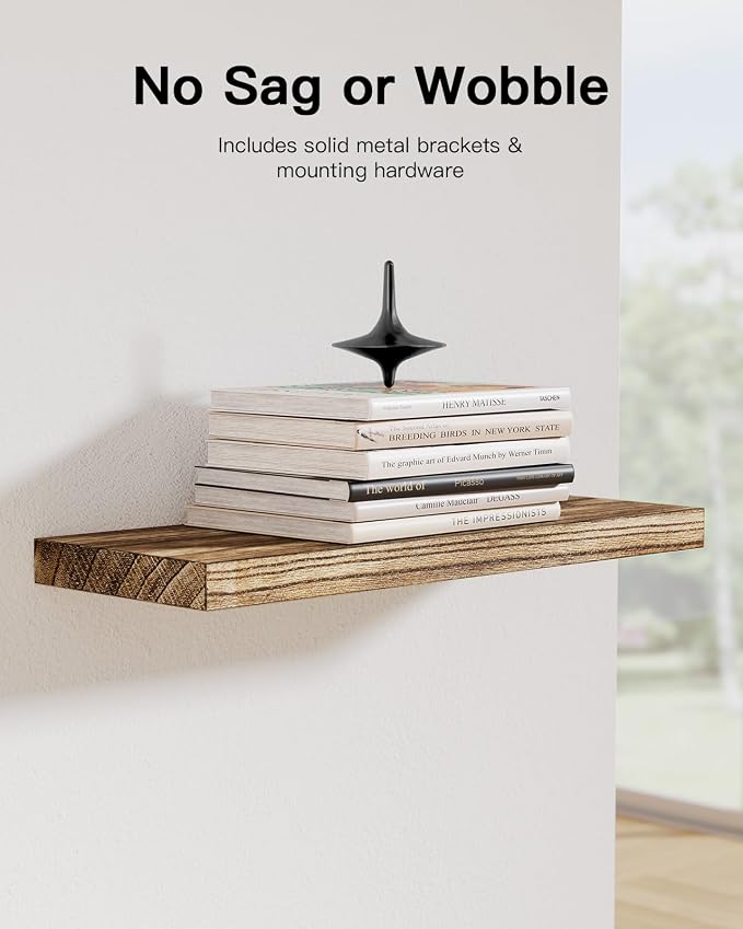 AMADA HOMEFURNISHING Floating Shelves, Paulownia Wood Wall Shelves - Image 4