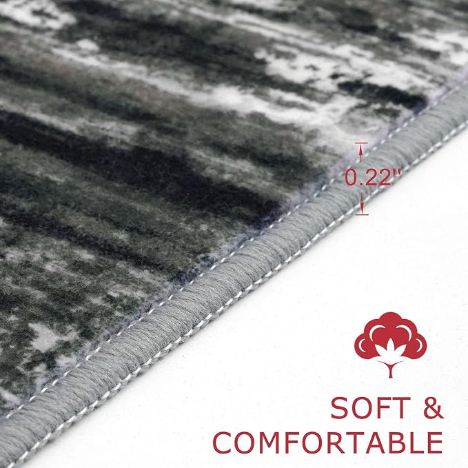 KOZYFLY Modern Abstract Hallway Runner, 2x10 Washable Rug Runner Non-Slip Soft - Image 2