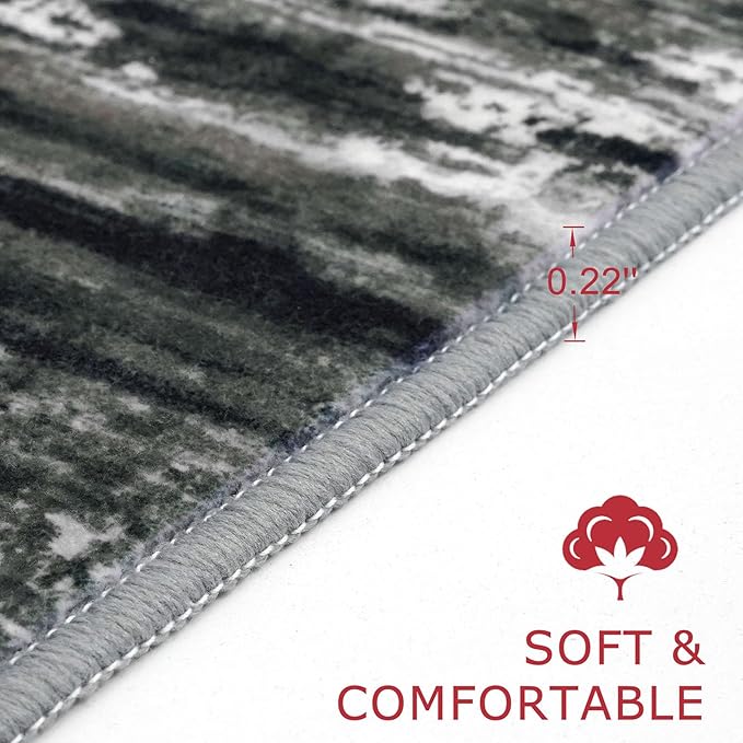 KOZYFLY Modern Abstract Washable Rug Runner 2.6x10 Hallway Rug Runner Non-Slip - Image 2