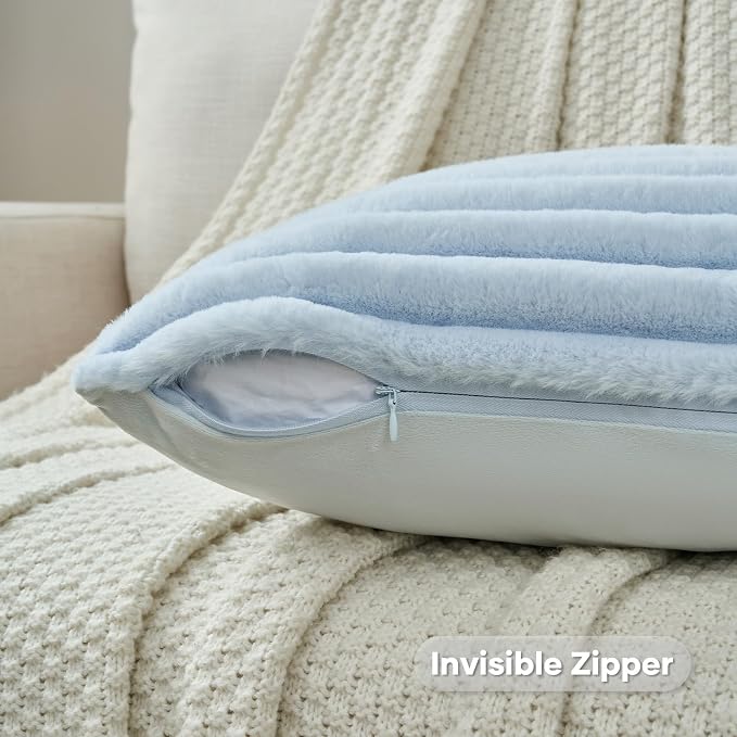 FUTEI Light Blue Decorative Throw Pillow Covers Set of 2, 20x20 Inch Soft - Image 3