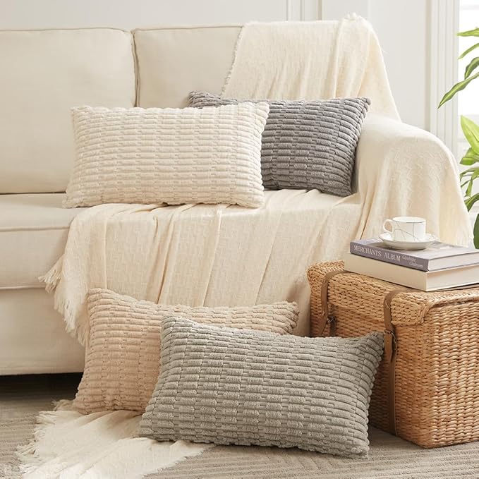 Fancy Homi 4 Packs Taupe Decorative Throw Pillow Covers 12x24 Inch - Image 7
