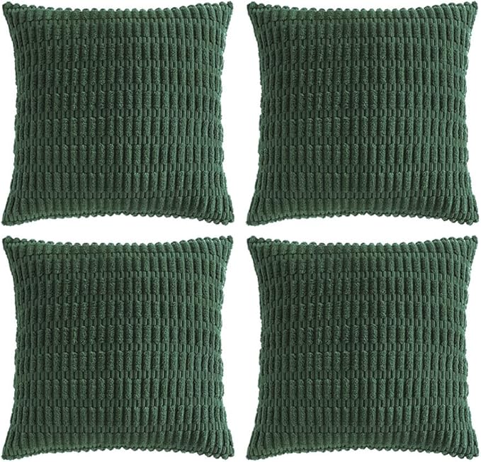 Fancy Homi Set of 4 Dark Green Boho Decorative Throw Pillow Covers 16x16 Inch by Fancy+Homi