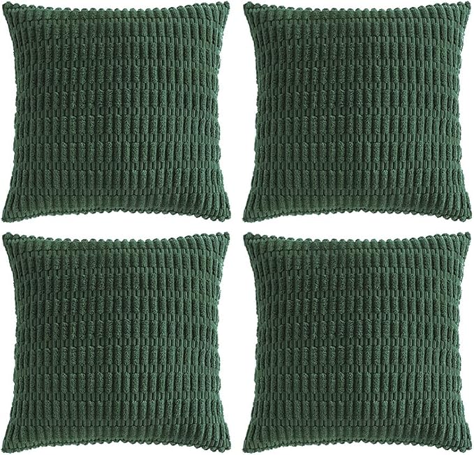 Fancy Homi Set of 4 Dark Green Boho Decorative Throw Pillow Covers 20x20 Inch by Fancy+Homi