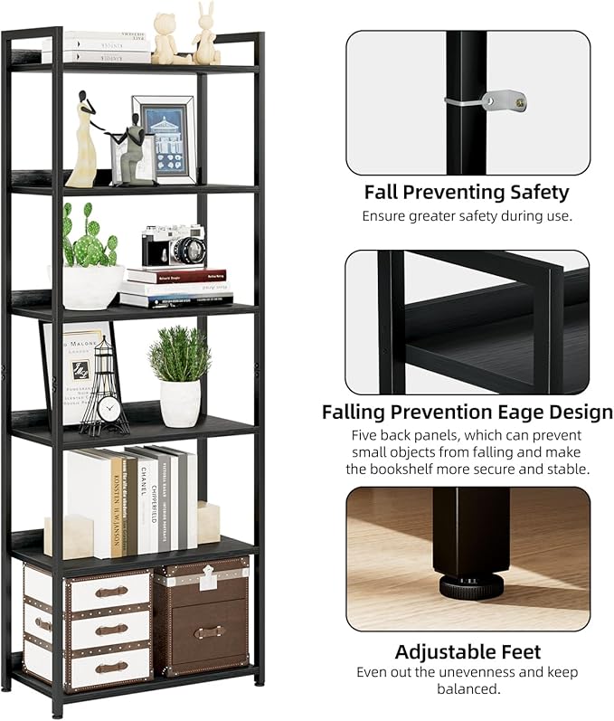 NUMENN Bookshelf, 6 Tier Bookshelves, Home Office Bookcase Shelf Storage - Image 5