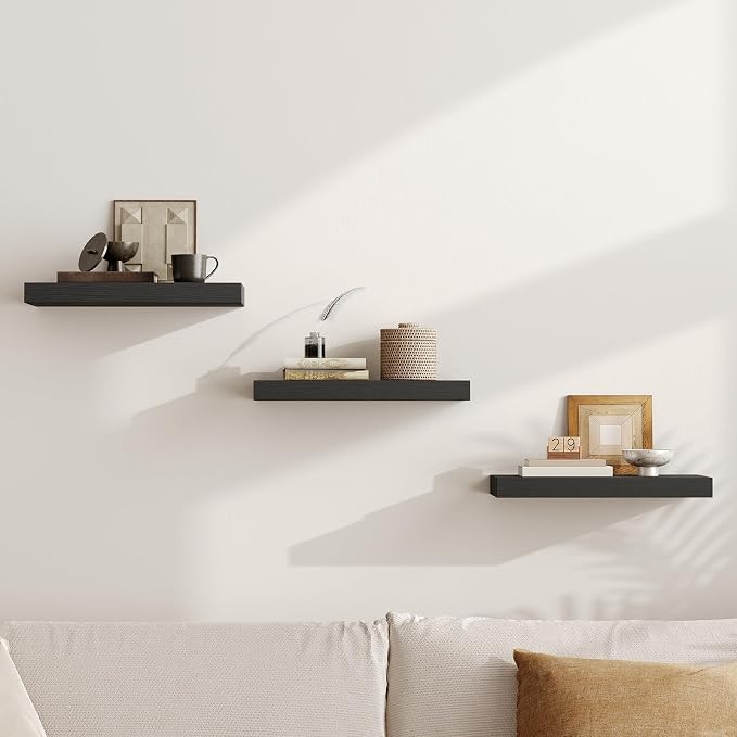RALGEND Floating Shelves for Wall, 1.5" Thick Wall Shelf Set of 3 - Image 8
