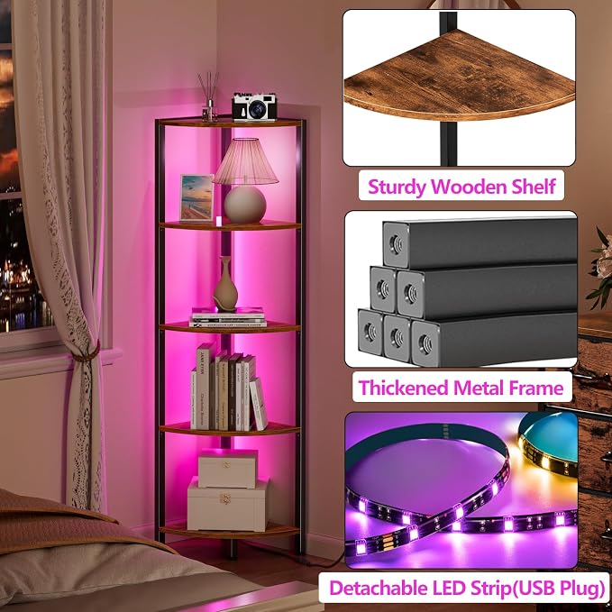 Furnulem 5 Tier Corner Shelf - Image 8