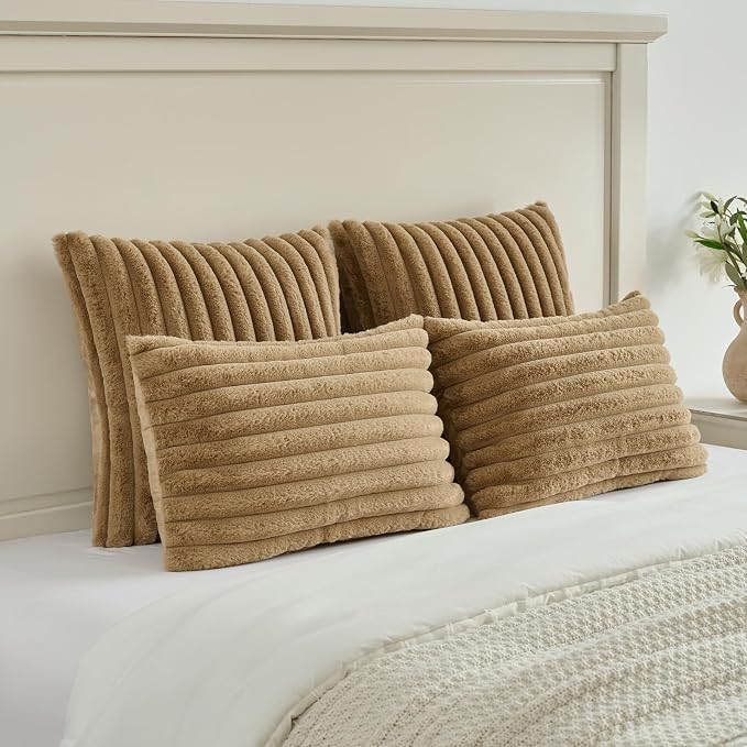 FUTEI Camel Decorative Throw Pillow Covers Set of 2, 16x16 Inch Soft Fluffy - Image 5