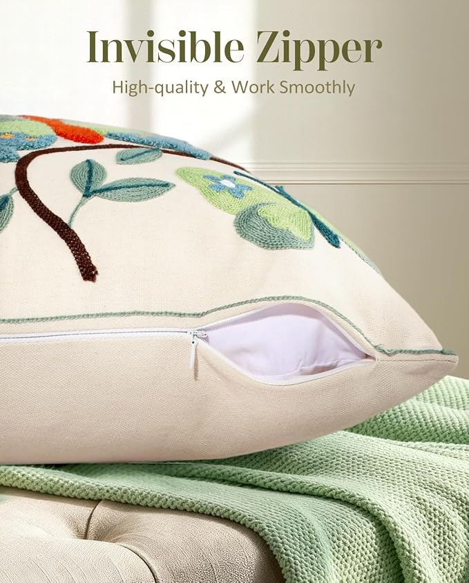 Embroidered Throw Pillow Cover 18x18 Inch - Image 3