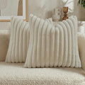 FUTEI Beige Decorative Throw Pillow Covers Set of 2, 16x16 Inch Soft Fluffy by FUTEI