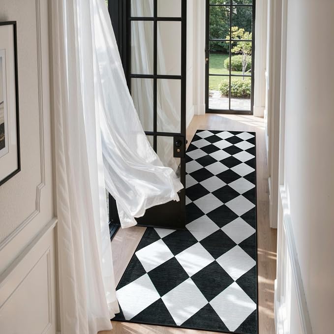 Beeiva Checkered Print Washable Rug Runners - Image 9