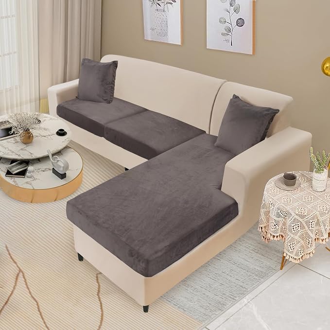 NAISI Sectional Couch Cover 3 Pieces Velvet Separate Couch Cushion Covers L - Image 2