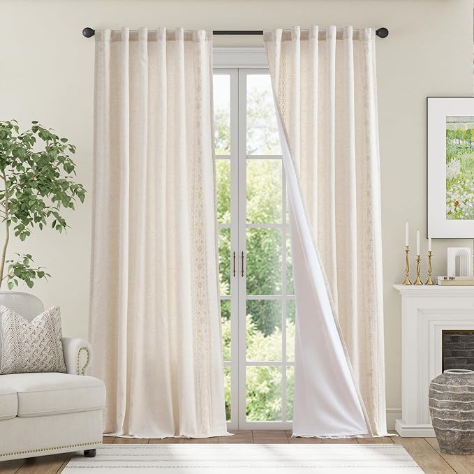 jinchan Weslie Boho Lined Linen Curtains - Image 3