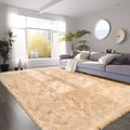 SERISSA Ultra Soft Faux Fur Rug 6x9 Feet, Fluffy Shaggy Area Rug Beige Faux by SERISSAHomeDecorCollection