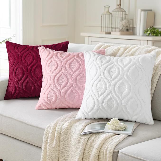 decorUhome Summer Throw Pillow Covers 24x24 Inch Set of 2, Soft Plush Faux Wool - Image 4