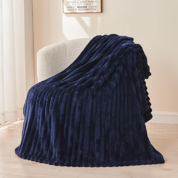 NEWCOSPLAY Super Soft Queen Blanket Dark Navy Premium Silky Flannel Fleece 3D - Image 9