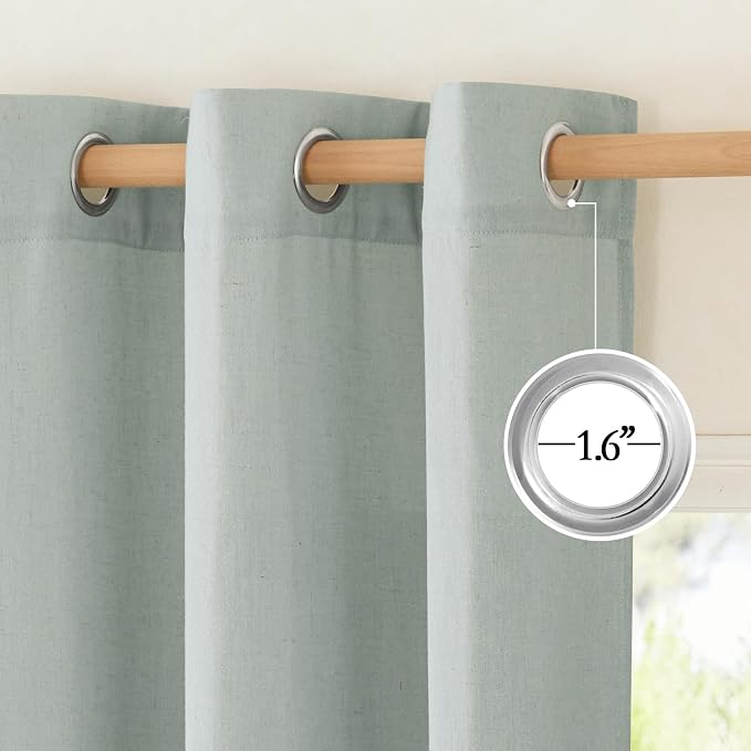 NICETOWN Thick Linen Sage Green Curtains 72 inches Long, Grommet Linen Weave - Image 2