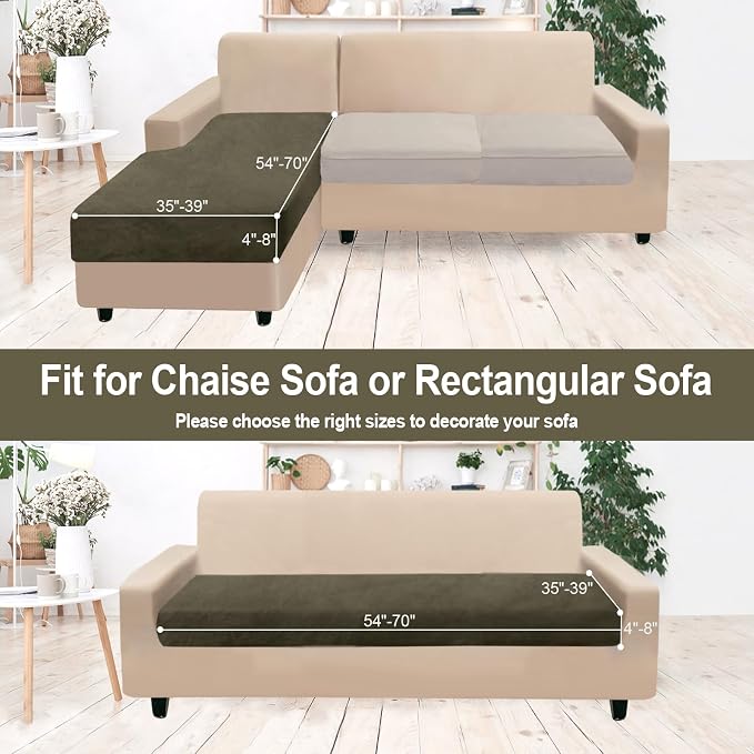 NAISI Sectional Couch Cover 1 Piece Velvet Separate Chaise Lounge Cover Soft - Image 5