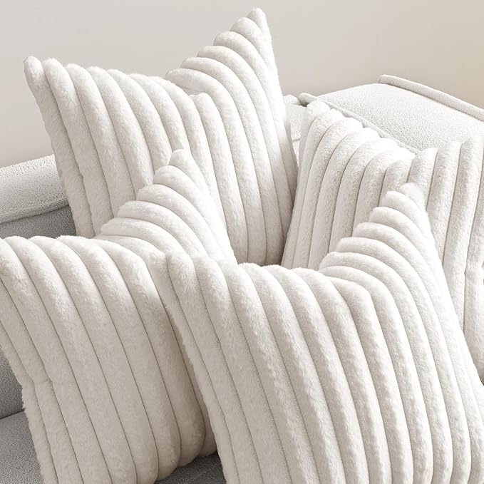 MIULEE Faux Fur Plush Decorative Throw Pillow Covers 18x18 Set of 4, Spring - Image 6