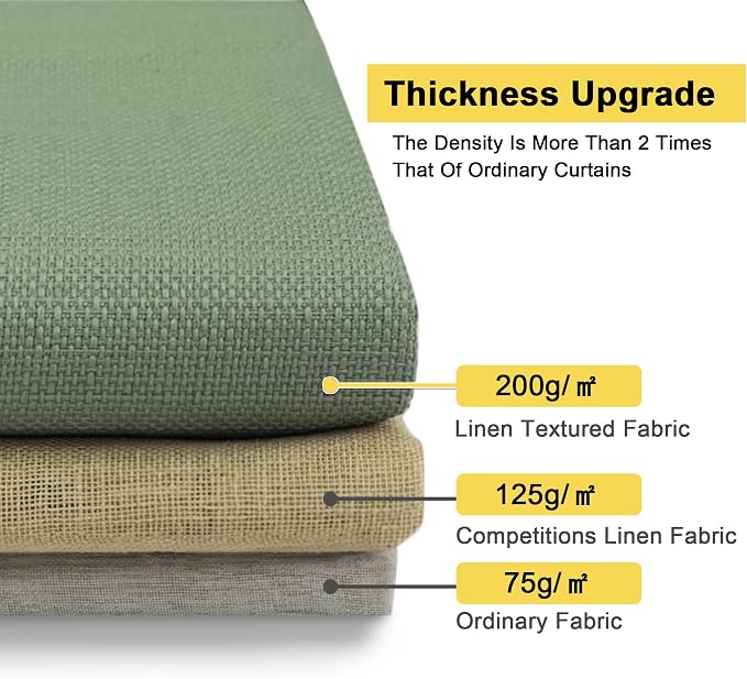 Chyhomenyc Sage Green Curtains 84 Inch Length 2 Panels, Faux Linen Semi Sheer - Image 9