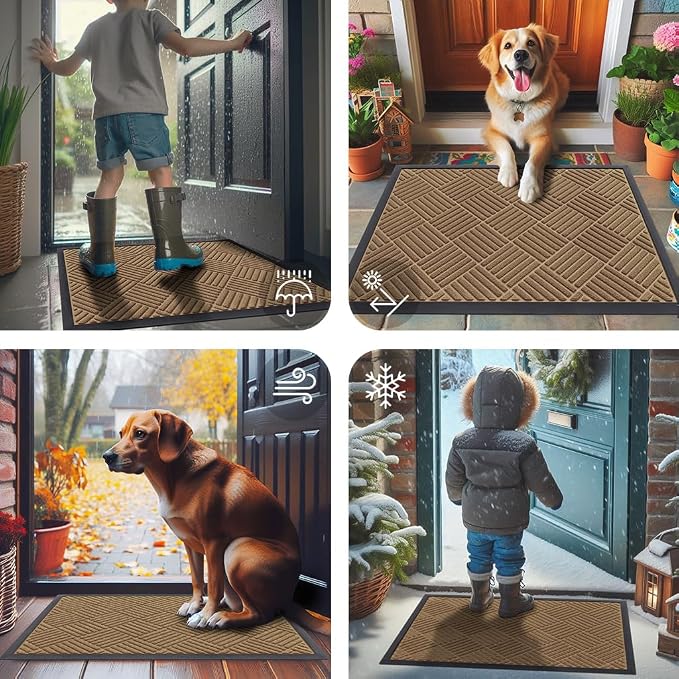 Smiry Front Door Mat Outside Entrance, Heavy Duty Outdoor Indoor Mat, Natural - Image 7