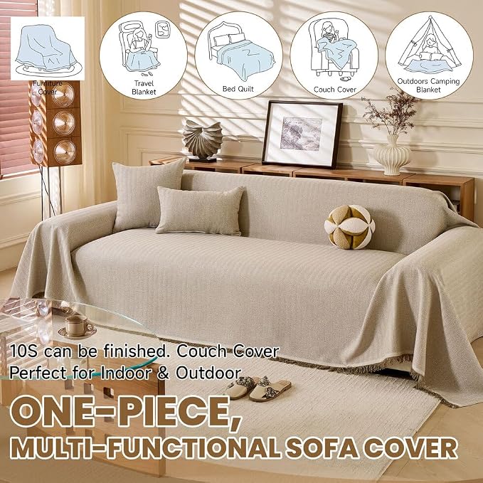 ROOMLIFE Boho Khaki Couch Covers - Image 6