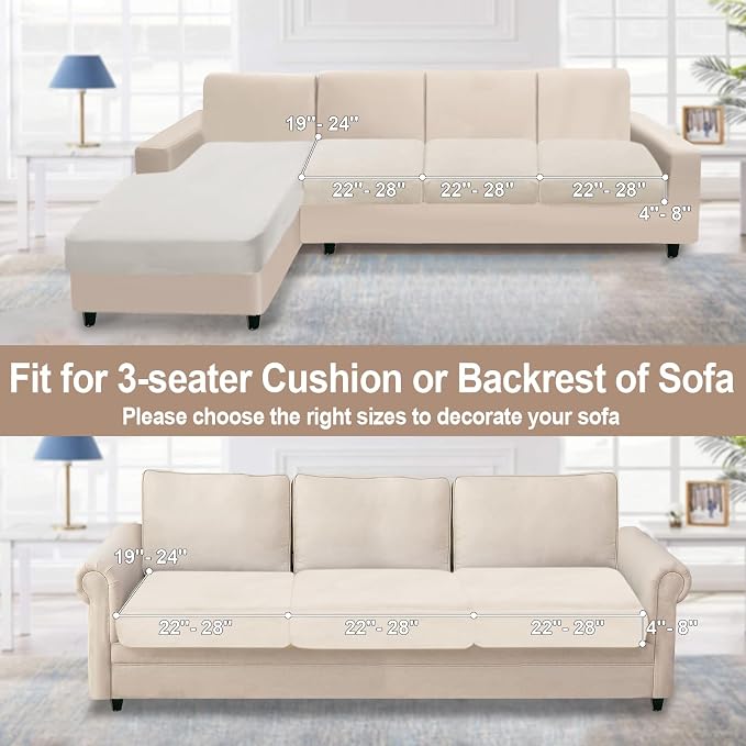 NAISI Couch Cushion Covers 3 Pieces Velvet Stretch Sofa Seat Covers or Backrest - Image 6