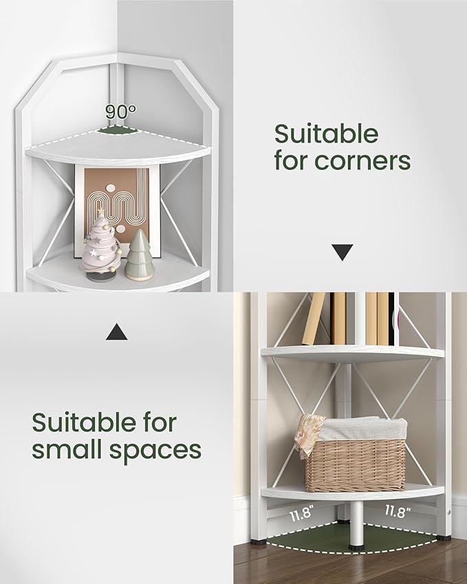 CHOEZON 5-Tier Corner Shelf, Industrial Corner Bookshelf, 59.4" Corner Storage - Image 3