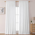 Chyhomenyc White Curtains 108 Inch Length 2 Panels Set, Faux Linen Textured by Chyhomenyc