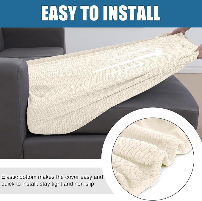 Smiry Waterproof Couch Cushion Covers, Stretch Jacquard Sectional Couch Covers - Image 4
