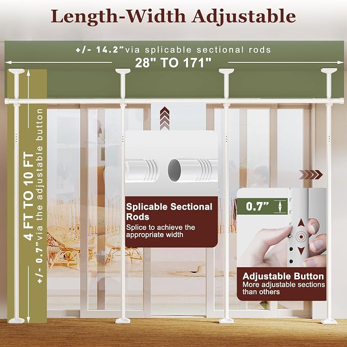 Goovilla Room Divider for Room Separation, Tension Curtain Rods No Drilling - Image 2