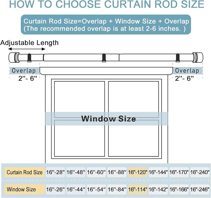 Byondeth Curtain Rods for Windows 16 to 120 Inches Adjustable Length 1 Inch - Image 4
