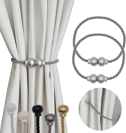 2 Pack Magnetic Curtain Tiebacks Modern Handmade Rope Curtain Tie Backs by HIASTRA