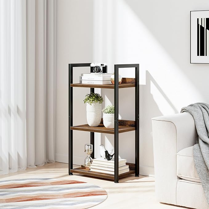 NUMENN Narrow Bookshelf, 3 Tier Bookshelves, Home Office Bookcase Shelf Storage - Image 2