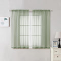 OVZME 2 Panels Sheer Sage Green Curtains 54 Inches Length Window Treatment by OVZME