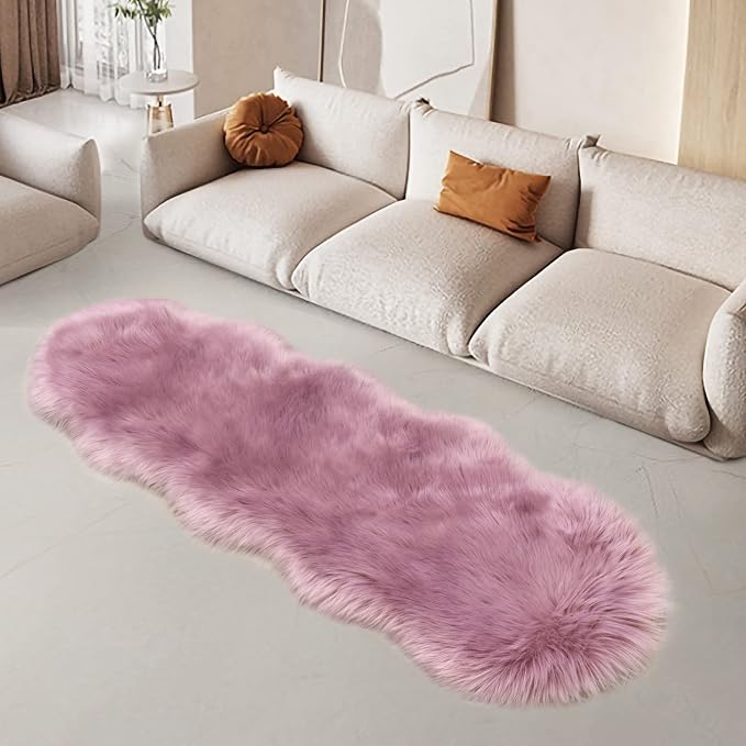 SERISSA Ultra Soft Fluffy Light Purple Faux Sheepskin Fur Shaggy Couch Cover - Image 6