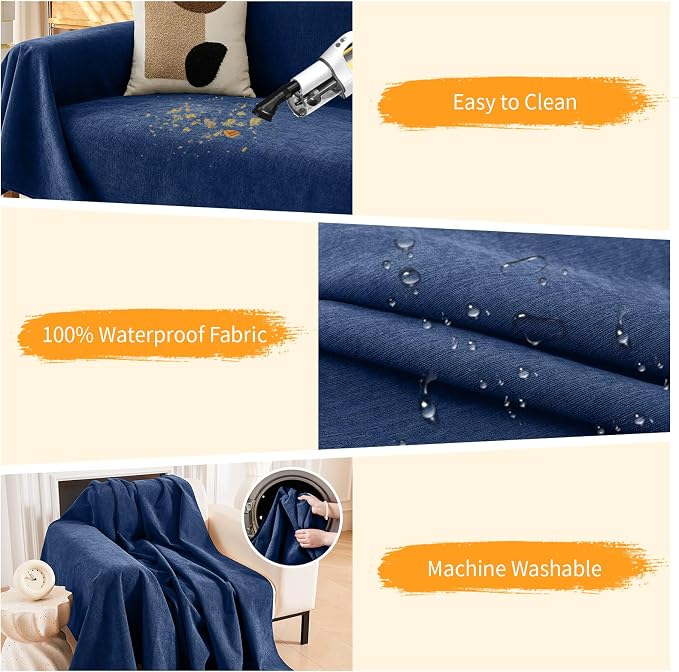 Deep Dream Cat-Scratch Resistant Couch Cover, Waterproof Sofa Cover - Image 4