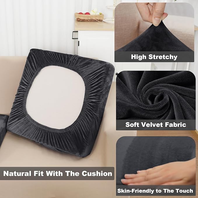 NAISI Couch Cushion Covers 1 Piece Velvet Stretch Sofa Seat Covers or Backrest - Image 3