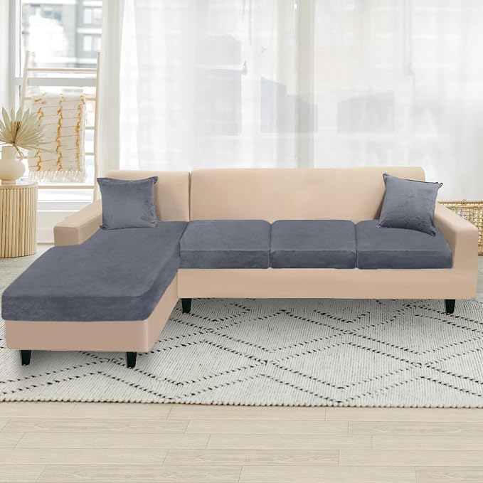 NAISI Sectional Couch Cover 4 Pieces Velvet Separate Couch Cushion Covers L - Image 3