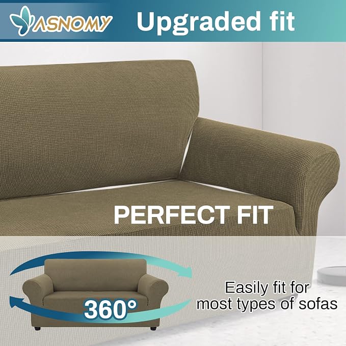 Asnomy Sofa Covers for 2 Cushion Couch Stretch loveseat Covers Slipcovers - Image 5