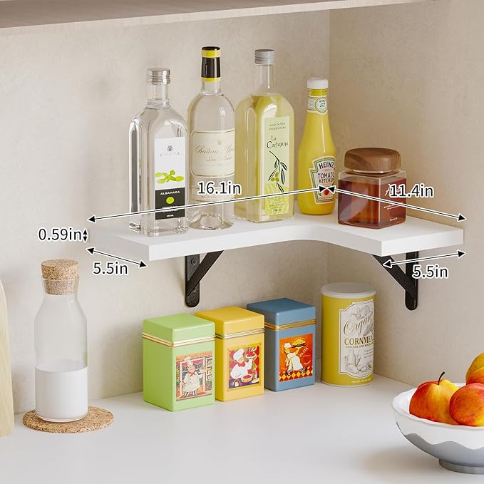 Fixwal Floating Shelves for Wall, Rustic Wood Wall Mounted Corner Shelf for - Image 2