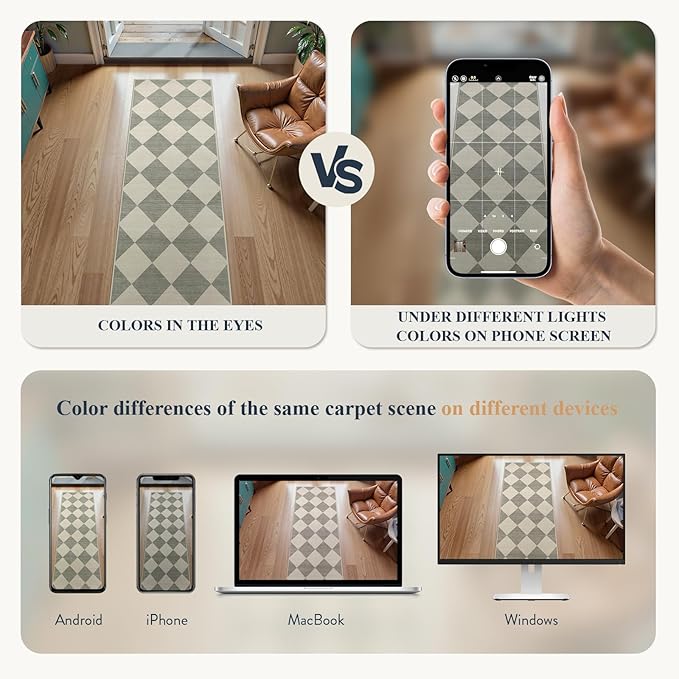 Beeiva Checkered Print Kitchen Runner Rugs Non Skid Washable 2.5x8, Ultra Thin - Image 5