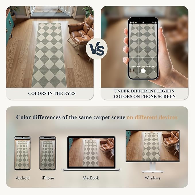 Beeiva Checkered Rug Runners for Hallways Non Slip, 2x4 Washable Runner Rug for - Image 4