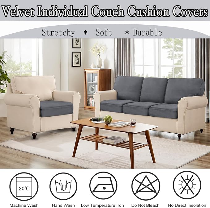 NAISI Couch Cushion Covers 1 Piece Velvet Stretch Sofa Seat Covers or Backrest - Image 5