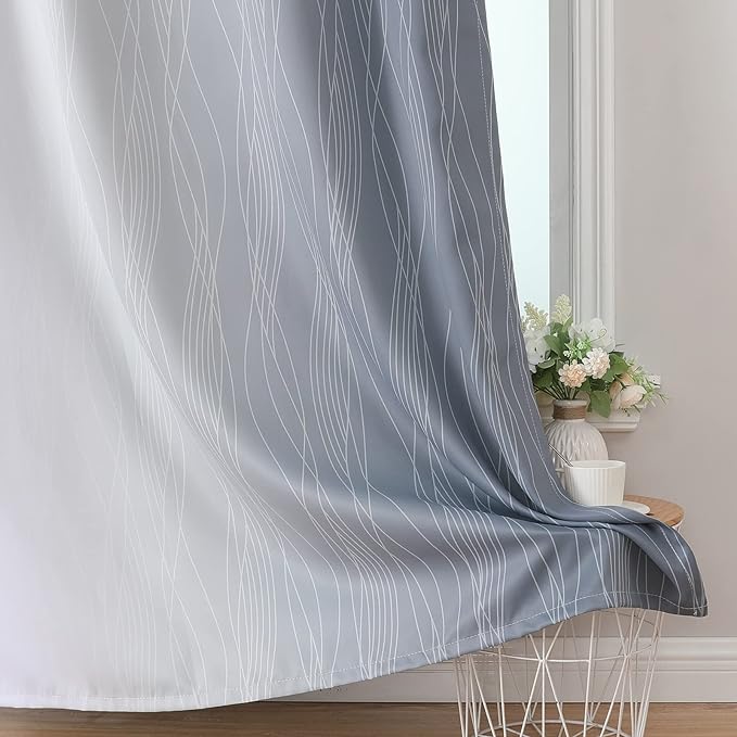 Estelar Textiler Grey and Greyish White Ombre Blackout Curtains 90 Inches Long - Image 6