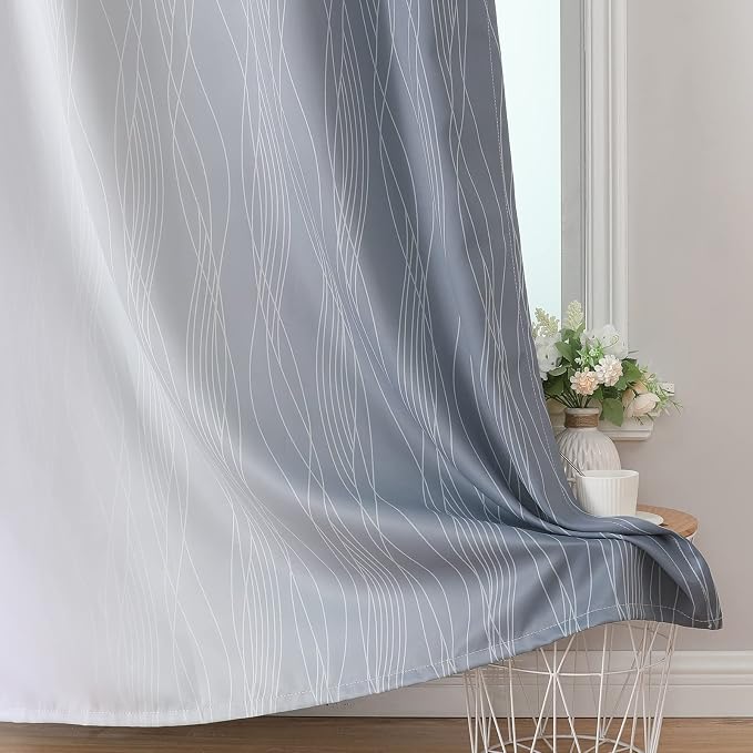 Estelar Textiler Grey and Greyish White Blackout Curtains 54 Inch Length - Image 6